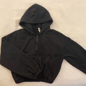 Alo Yoga Cropped Black Zip Hoodie sz XS